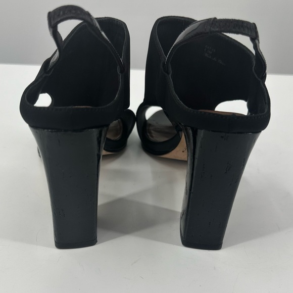 Donald Pliner Katya Block Heels Black Open Toe Slingback Sandel 8.5 Straps - Picture 2 of 11